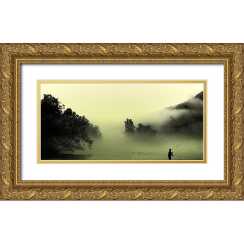 Hiwassee Fishing 1 Gold Ornate Wood Framed Art Print with Double Matting by Lee, Rachel