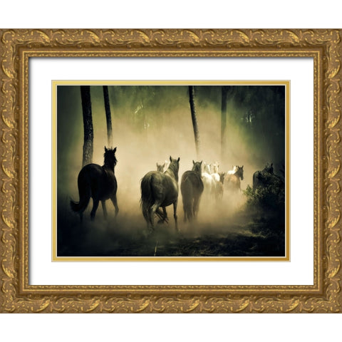Horse 4 Gold Ornate Wood Framed Art Print with Double Matting by Lee, Rachel