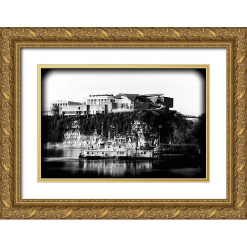 Hunter And Tug BW Holga Gold Ornate Wood Framed Art Print with Double Matting by Lee, Rachel
