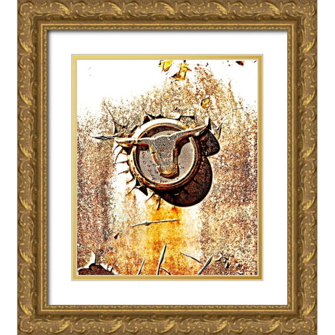 Longhorn Gold Ornate Wood Framed Art Print with Double Matting by Lee, Rachel
