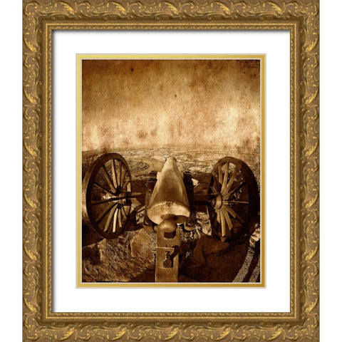 Lookout Cannon 2 Textured Gold Ornate Wood Framed Art Print with Double Matting by Lee, Rachel