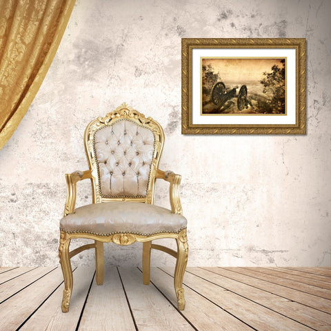 Lookout Cannon Textured Gold Ornate Wood Framed Art Print with Double Matting by Lee, Rachel