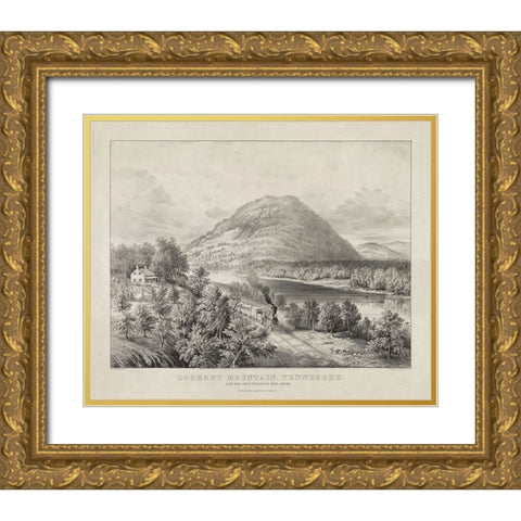 Lookout Mountain and Chattanooga Railroad 1866 Gold Ornate Wood Framed Art Print with Double Matting by Lee, Rachel
