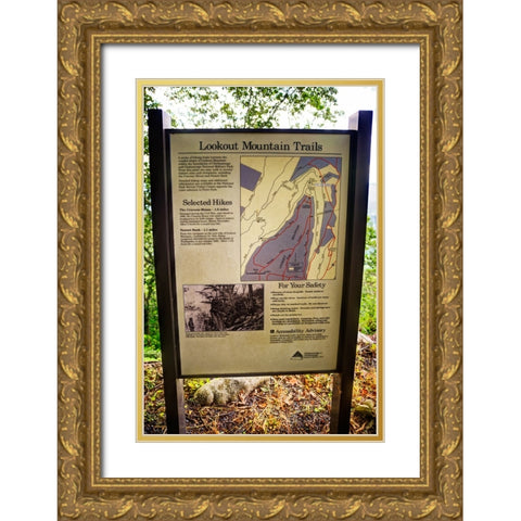 Lookout Mountain Trails Sign Gold Ornate Wood Framed Art Print with Double Matting by Lee, Rachel