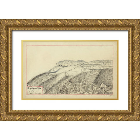 Lookout Mtn Drawing Maj Gen Hooker 1864 Gold Ornate Wood Framed Art Print with Double Matting by Lee, Rachel