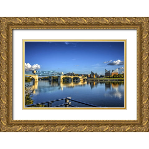 Market And Rail Gold Ornate Wood Framed Art Print with Double Matting by Lee, Rachel