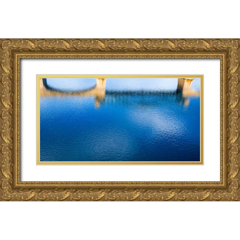 Market Bridge River Reflection Gold Ornate Wood Framed Art Print with Double Matting by Lee, Rachel