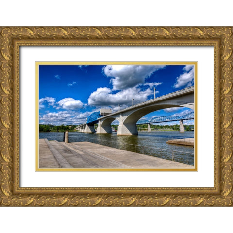 Market Bridge Vivid Gold Ornate Wood Framed Art Print with Double Matting by Lee, Rachel