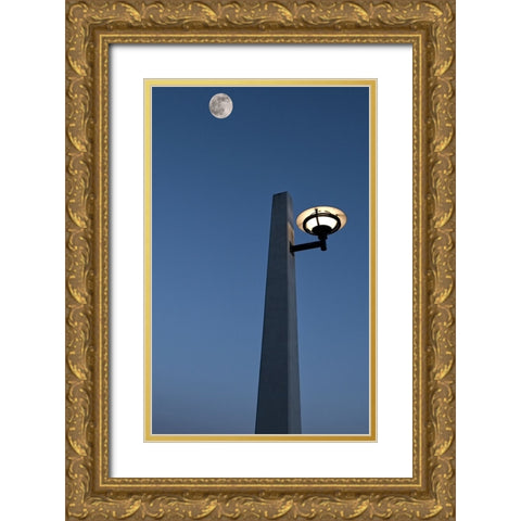 Market Lamp and Moon Gold Ornate Wood Framed Art Print with Double Matting by Lee, Rachel