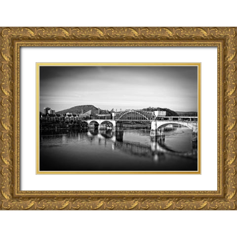 Market To Lookout BW Gold Ornate Wood Framed Art Print with Double Matting by Lee, Rachel
