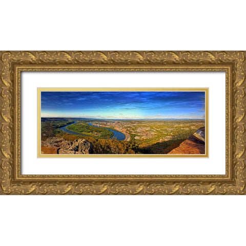 Moc Bend Autumn Sky Gold Ornate Wood Framed Art Print with Double Matting by Lee, Rachel