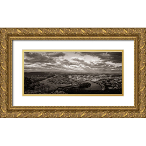 Moccasin Bend BW Gold Ornate Wood Framed Art Print with Double Matting by Lee, Rachel