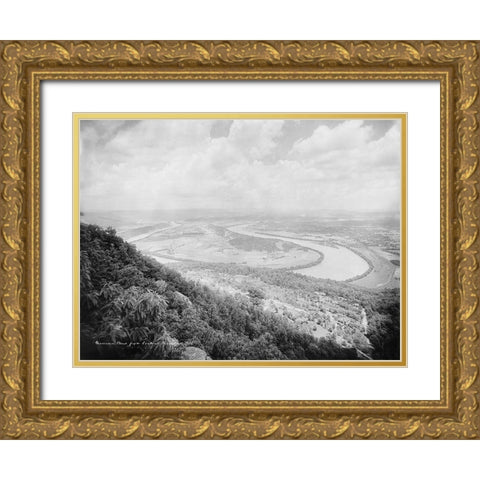 Moccasin Bend from Lookout Mountain 1902 Gold Ornate Wood Framed Art Print with Double Matting by Lee, Rachel