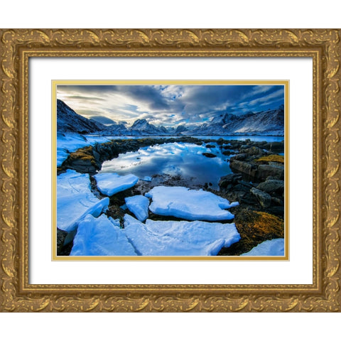 Mountain Lake 32 Gold Ornate Wood Framed Art Print with Double Matting by Lee, Rachel