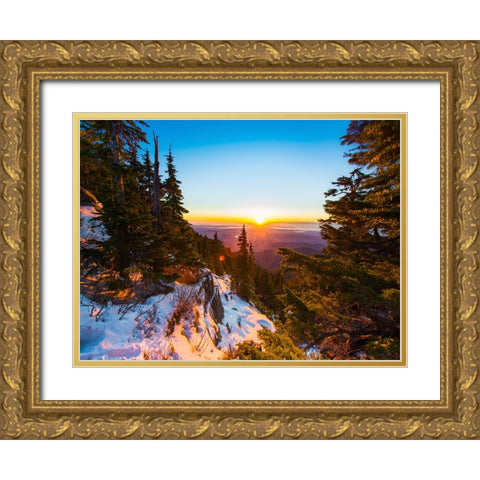 Mountain View 30 Gold Ornate Wood Framed Art Print with Double Matting by Lee, Rachel