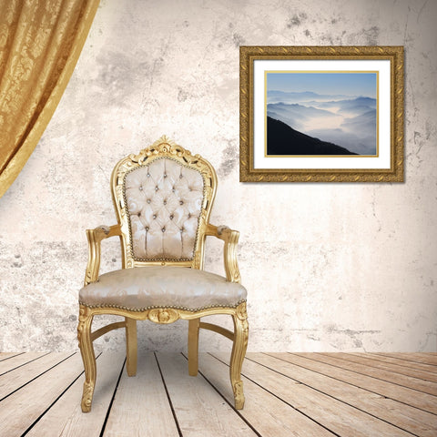 Mountain View 34 Gold Ornate Wood Framed Art Print with Double Matting by Lee, Rachel