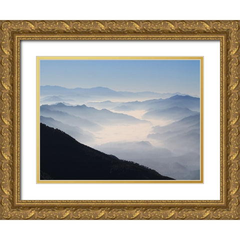 Mountain View 34 Gold Ornate Wood Framed Art Print with Double Matting by Lee, Rachel