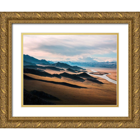 Mountain View 45 Gold Ornate Wood Framed Art Print with Double Matting by Lee, Rachel