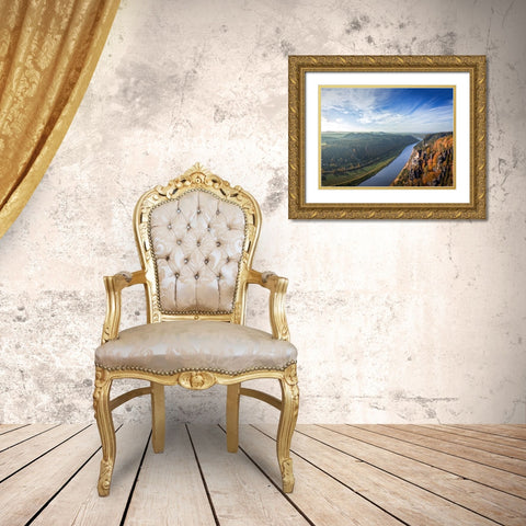 Mountain View 51 Gold Ornate Wood Framed Art Print with Double Matting by Lee, Rachel