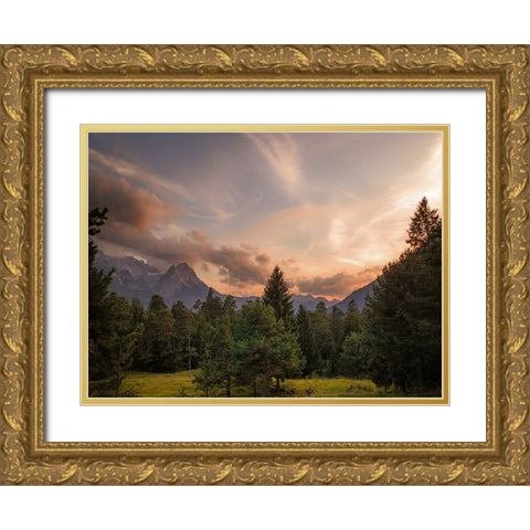 Mountain View 57 Gold Ornate Wood Framed Art Print with Double Matting by Lee, Rachel
