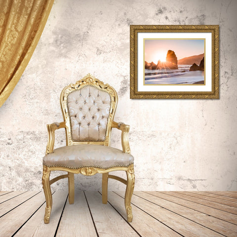 Ocean 35 Gold Ornate Wood Framed Art Print with Double Matting by Lee, Rachel
