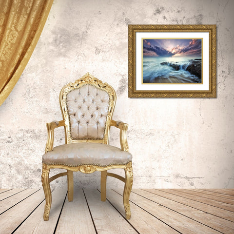 Ocean 37 Gold Ornate Wood Framed Art Print with Double Matting by Lee, Rachel