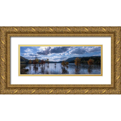 Ocoee Lake Pano Gold Ornate Wood Framed Art Print with Double Matting by Lee, Rachel