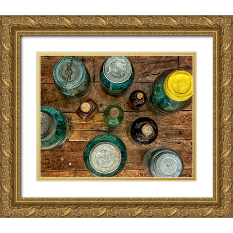 Old Jars Gold Ornate Wood Framed Art Print with Double Matting by Lee, Rachel