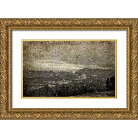 Old View From Signal Crackle Gold Ornate Wood Framed Art Print with Double Matting by Lee, Rachel