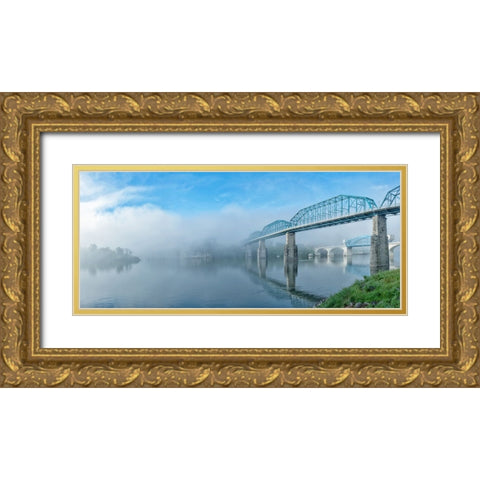 Peaceful River View Pano Gold Ornate Wood Framed Art Print with Double Matting by Lee, Rachel