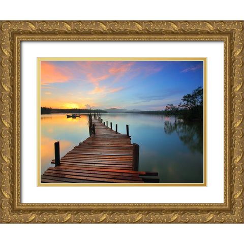 Pier 7 Gold Ornate Wood Framed Art Print with Double Matting by Lee, Rachel