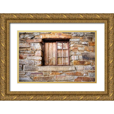 Point Park Old Window Gold Ornate Wood Framed Art Print with Double Matting by Lee, Rachel