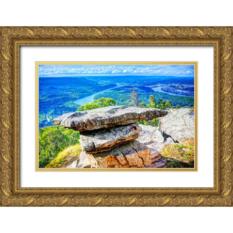 Point Rock Now 1 Gold Ornate Wood Framed Art Print with Double Matting by Lee, Rachel
