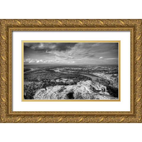 Point Rock View BW Gold Ornate Wood Framed Art Print with Double Matting by Lee, Rachel