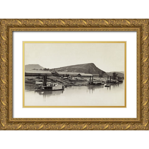 Quartermasters Landing 1863 Gold Ornate Wood Framed Art Print with Double Matting by Lee, Rachel