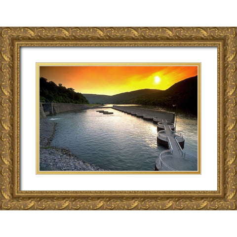 Raccoon Mountain Sunset Gold Ornate Wood Framed Art Print with Double Matting by Lee, Rachel