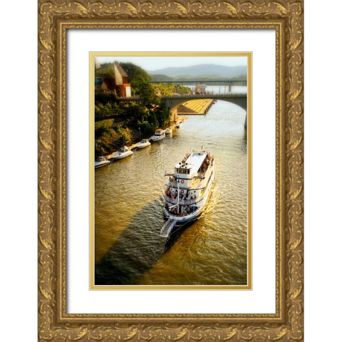 River Boat Cruise Gold Ornate Wood Framed Art Print with Double Matting by Lee, Rachel