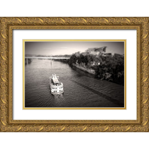 Riverboat Sepia Gold Ornate Wood Framed Art Print with Double Matting by Lee, Rachel