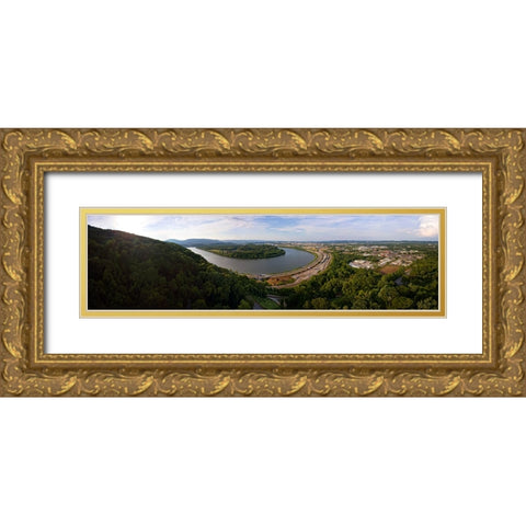 Riverwalk 1 Gold Ornate Wood Framed Art Print with Double Matting by Lee, Rachel