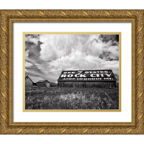 Rock City Barn 2 BW Gold Ornate Wood Framed Art Print with Double Matting by Lee, Rachel