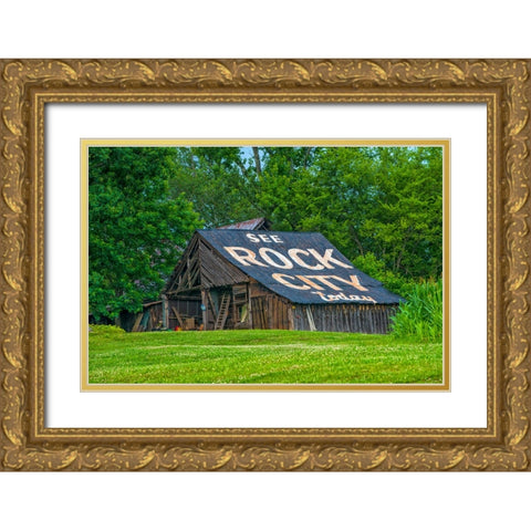 Rock City Barn 3 Gold Ornate Wood Framed Art Print with Double Matting by Lee, Rachel