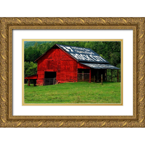 Rock City Barn 4 Gold Ornate Wood Framed Art Print with Double Matting by Lee, Rachel