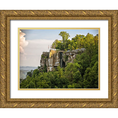 Rock City Falls Afternoon Gold Ornate Wood Framed Art Print with Double Matting by Lee, Rachel