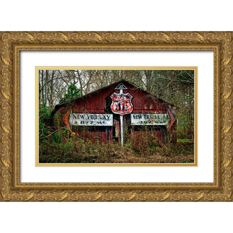 Route 11 Barn Gold Ornate Wood Framed Art Print with Double Matting by Lee, Rachel
