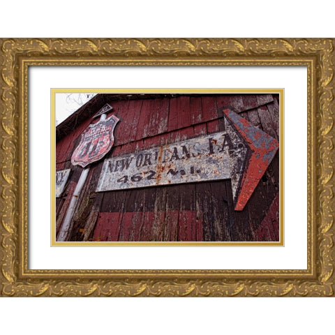 Route 11 Barn New Orleans Gold Ornate Wood Framed Art Print with Double Matting by Lee, Rachel