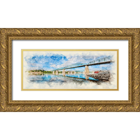 Scenic City 15 Watercolor Gold Ornate Wood Framed Art Print with Double Matting by Lee, Rachel