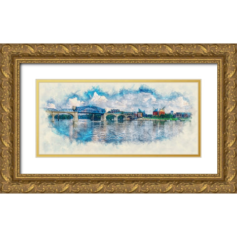 Scenic City 27 Watercolor Gold Ornate Wood Framed Art Print with Double Matting by Lee, Rachel