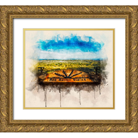 See Seven States Watercolor Gold Ornate Wood Framed Art Print with Double Matting by Lee, Rachel