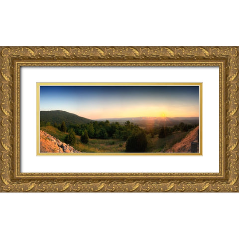 Sequatchie Valley Sunset Pano Gold Ornate Wood Framed Art Print with Double Matting by Lee, Rachel