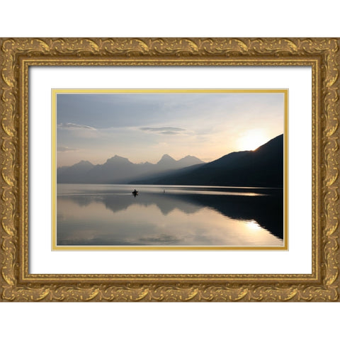 Serene Lake Gold Ornate Wood Framed Art Print with Double Matting by Lee, Rachel